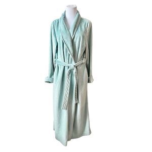 Kim Rogers Blue Fuzzy Belted Adjustable‎ Waist Bath House Robe Set Sz Large